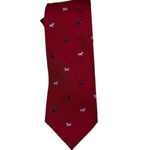 G H Bass Tie with Scottie Dogs Red with White and Blue